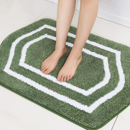 COSY HOMEER Extra Thick Bath Linen Sets Rugs - Anti-Slip Bath Mats Soft Plush 100% Strong Polyester Living Room Bathroom Mat Floor Water Absorbent(Green,24x36 - Inches)