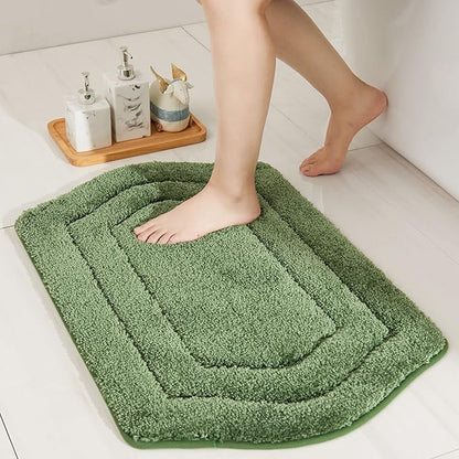COSY HOMEER Extra Thick Bath Rugs for Bathroom - Anti-Slip Bath Linen Set Mats Soft Plush Yarn Shaggy 100% Strong Polyester Living Room Bedroom Mat Water Absorbent(Green,24x36 - Inches)