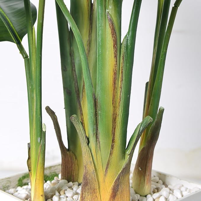 Bird of Paradise Artificial Plant 6.8FT, Faux Tropical Palm Tree with White Tall Planter, Large Fake Plants in Pot - Artificial Tree for Home Office Living Room Decor Indoor
