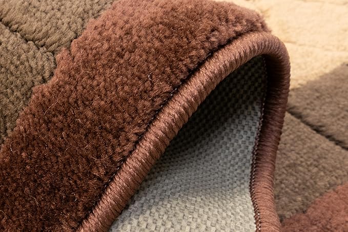 RugStylesOnline Washable Custom Size Runner Rug Volley Abstract Design Brown, (4 Feet Length x 26 Inch Width) Custom Cut Slip Resistant Rubber Backing Runner Rugs, Extra Long Runner Rugs for Hallways