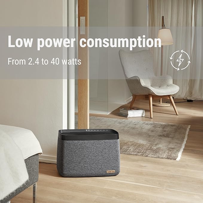 Stadler Form humidifier Karl big, powerful evaporator for humidifying rooms of up 1614 square feet, 2,64 gal water tank, 4 humidification levels, controllable via an app, black