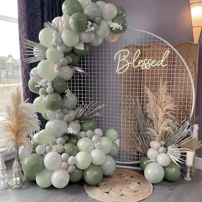PartyWoo Sage Green Balloons 50pcs 12 Inch Boho Dusty Olive Green Latex Balloons for Birthday Baby Shower Graduation Engagement Wedding Dinosaur Jungle Golf Football Theme Party Decorations Green-F32