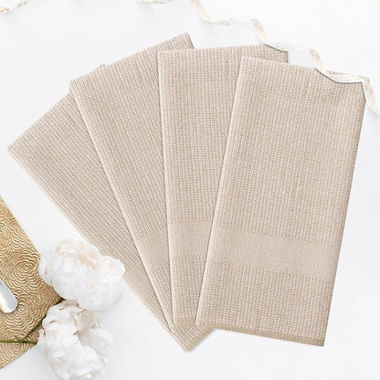 Homaxy Premium Kitchen Towels(18”x 28”, 6 Pack), Large Cotton Kitchen Hand Towels, Flat and Terry Dish Towels, 380 GSM Highly Absorbent Tea Towel Set with Hanging Loop, Khaki