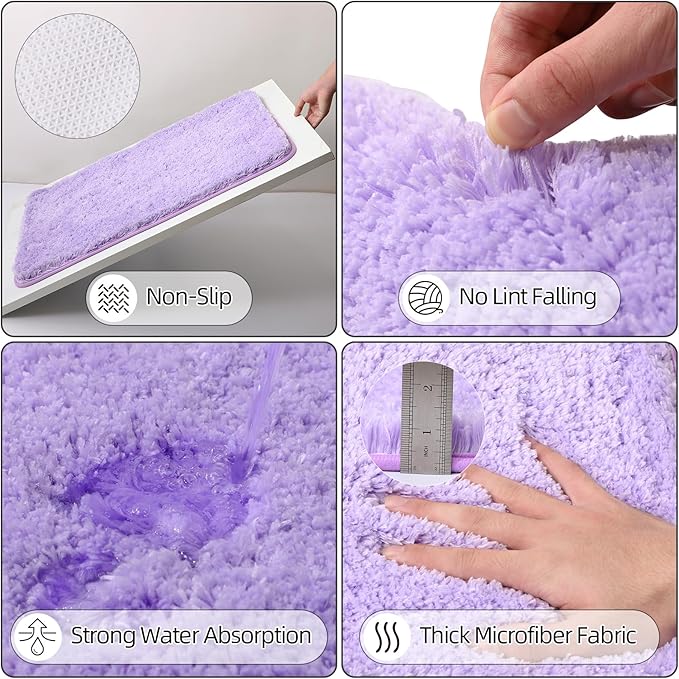 Bathroom Set - Purple Bathroom Sets with Shower Curtain and Rugs, 24PCS Shower Curtain Set with Hooks, Soap Dispenser, Soap Dish, Toilet Brush Holder and Trash Can for Housewarming