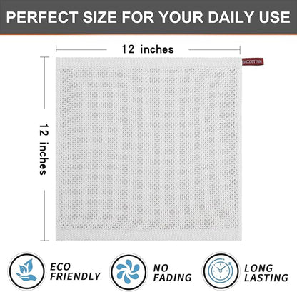 Kitinjoy 100% Cotton Kitchen Dish Cloths, 6 Pack Waffle Weave Ultra Soft Absorbent Dish Towels for Drying Dishes Quick Drying Kitchen Towels Dish Rags, 12 X 12 Inches, Light Grey