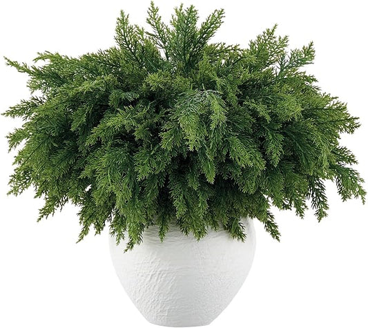 8 Pcs Exceptionally Lush Artisan-Crafted Norfolk Pine Branches – 18" Real Touch Artificial Christmas Greenery Stems for Garland, Wreaths, Vases & DIY Indoor/Outdoor Décor