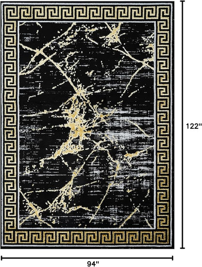 GLORY RUGS Area Rugs Marble 8x10 Black Gold Carpet Modern Abstract Rug Living Room Dining Bedroom Rug