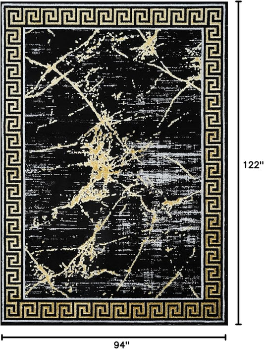 GLORY RUGS Area Rugs Marble 8x10 Black Gold Carpet Modern Abstract Rug Living Room Dining Bedroom Rug