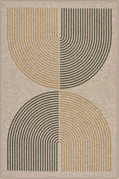Lahome Rainbow Easy Jute Rug, 2x3 Entryway Rug Indoor Outdoor Front Door Mat, Farmhouse Neutral Non Slip Non Shedding Washable Kitchen Mats for Floor Foyer