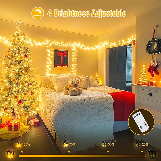 JMEXSUSS 168FT 600 LED Christmas Lights Outdoor Waterproof 8 Modes Indoor String Lights for Outside Warm White Christmas Tree Lights Plug in for Bedroom Wedding Party Holiday Classroom Decorations