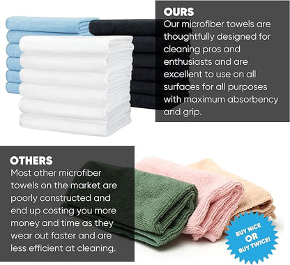 Microfiber Wholesale 16" x 24" Pro Multi Surface Microfiber Towels | 6 Pack (White)