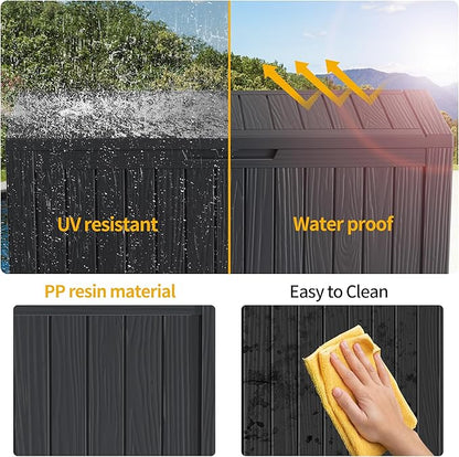 180 Gallon Outdoor Storage Box Patio Deck Box Waterproof, Resin Lockable Outside Large Storage Bin for Pool Cushion Furniture, Garden Tools UV-Resistant, Black