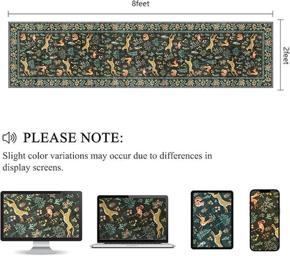 DUKINO Runner Rug, 2x8 Washable Kitchen Rugs for Hallways with Non Slip Backing, Soft Low Pile Vintage Animal Runner for Kitchen, Hallway, Entryway, Laundry, Bedroom, Black