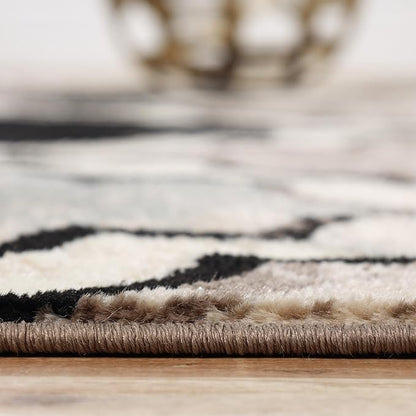Superior Indoor Large Area Rug, Jute Backed, Perfect for Living/ Dining Room, Bedroom, Office, Kitchen, Entryway, Modern Geometric Trellis Floor Decor, Viking Collection, 8' x 10', Ivory