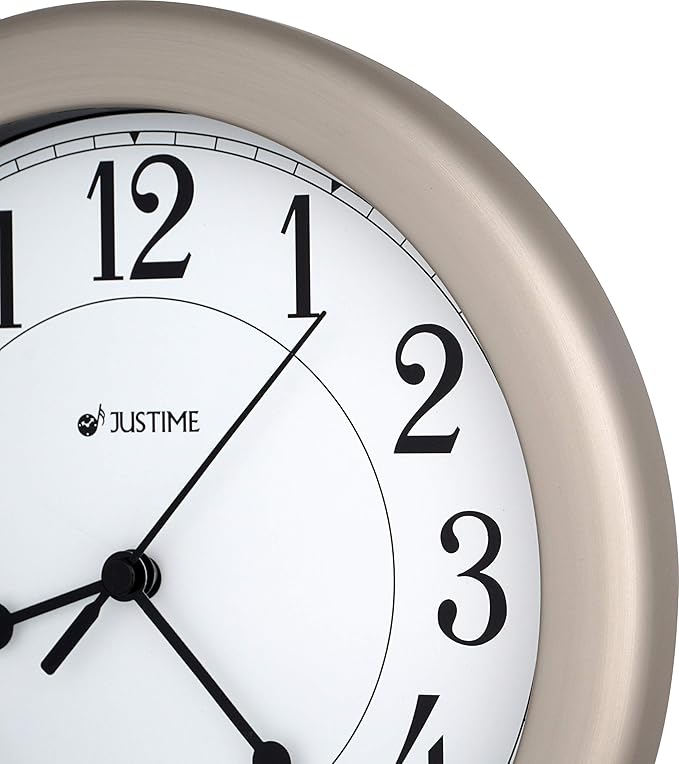 JUSTIME 8.5 inch Water Resistant Wall Clock for Bathroom Clock for Wall Decor Small Space Kitchen Clocks Office Boat RV Silent Wall Clock Non Ticking