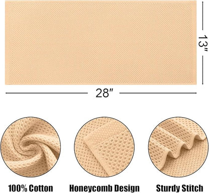 Kitinjoy 100% Cotton Waffle Weave Kitchen Towels (13 X 28 Inches, Apricot), 4-Pack Super Soft and Absorbent Dish Towel for Drying Dishes, Kitchen Hand Towels