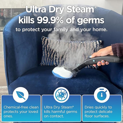 Euroflex Vapour Pro 20-Piece Steam Mop with Built-In All-in-One Portable Steam Cleaner; Ranked #1 by Good Housekeeping; 295°F & 50 PSI; Kills 99.9% Bacteria & Viruses (H1N1); 5-Year Warranty