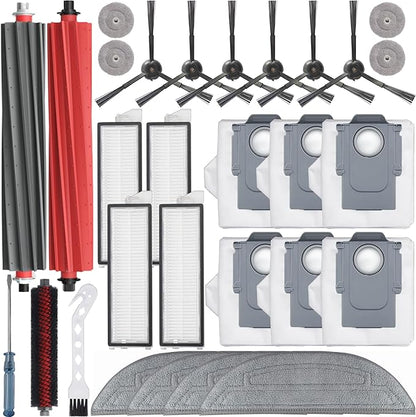 29 Pack Accessories Kit,Compatible with Roborock S8 MaxV Ultra Robot Vacuum,1 Mop Clean Brush,2 Roller Brush,4 Small Mop,4 Mop Pads,4 Hepa Filters,6 Side Brushes,6 Vacuum Bags,S8 Max Parts