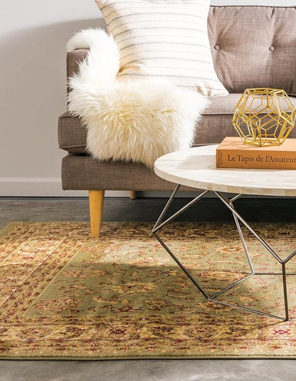 Rugs.com Aditi Collection Rug – 10' 6 x 16' 5 Green Low Rug Perfect for Living Rooms, Large Dining Rooms, Open Floorplans