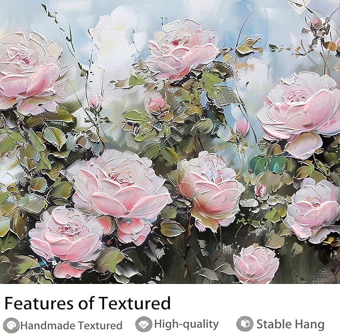 Ardemy Rose Canvas Wall Art for Living Room Floral Framed Pictures Wall Decor Extra Large Paintings Flower Textured Bedroom Artwork Dining Room Home Office Kitchen,58"x29"