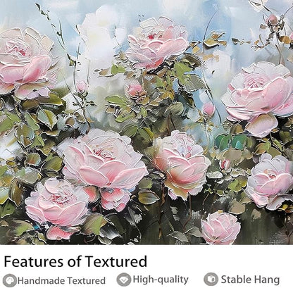Ardemy Rose Canvas Wall Art for Living Room Floral Framed Pictures Wall Decor Large Paintings Flower Textured Bedroom Artwork Dining Room Home Office Kitchen 48"x24"