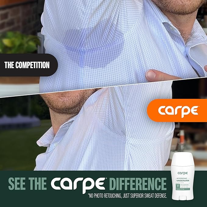Carpe Underarm Antiperspirant and Deodorant, Clinical strength with all-natural Eucalyptus scent, Combat excessive sweating Stay fresh and dry, Great for hyperhidrosis