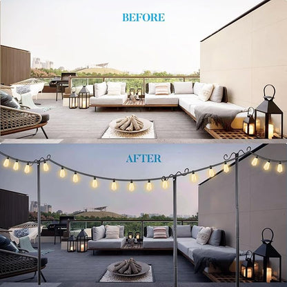 Lightdot Outdoor String Light Poles, 9FT Metal Patio Light Poles Post for Outside with Fork for Outside Hanging Backyard Garden, Deck Lighting Stand for Parties, Wedding, Halloween Decor -6Pack