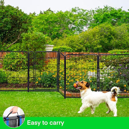 Tall Garden Fences and Borders for Dogs, 48 inch High Garden Fence, 8 Panels Total 17.7 Ft, 21 in Wide Low Threshold Gate. Modular Fencing, Dog Fence Outdoor for Yard. Vegetable Garden Fence