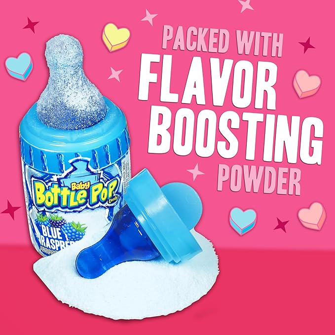 Baby Bottle Pop Candy Lollipops Variety Pack - 10 Ct Bulk Lollipops with Dipping Powder, Full Size, Fun Hard Candy For Birthday Parties, Valentine's Gifts, Goodie Bags, Party Favors