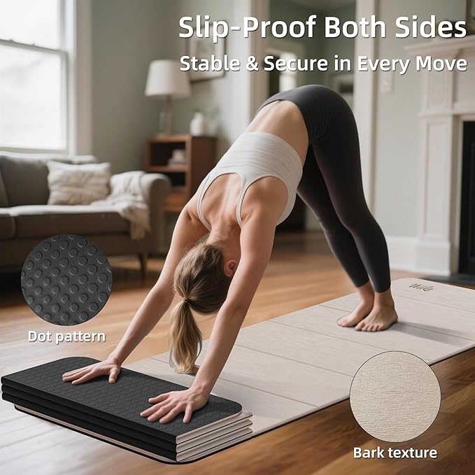 1/2 Inch Extra Thick Yoga Mat Pilates Equipment, 69"x24" Odorless Workout Mats for Home Gym, Non-slip Exercise Mats for Women Men Home Workout, Foldable Yoga Mats for Travel Camping Sleeping