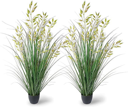 Silk Plants 2Pcs Tall Artificial Grass Plant Potted Artificial Greenery Floor Plants Faux Pampas Grass Tall in Pot Housewarming Gift House Garden Bathroom Lobby Outdoor Decoration (35In)
