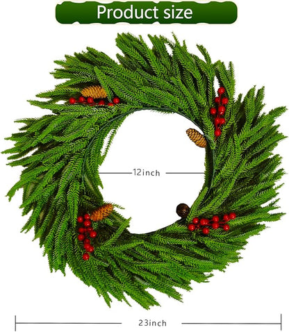 Norfolk Pine Garland and Norfolk Pine Wreath, Artificial Greenery Garland for Table, Mantle, Wall, Fireplace, Staircase-Indoor Outdoor Christmas Decorations, Wedding, Home Decor