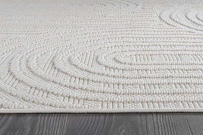 Beverly Rug Micro Loop Area Rug White 6x9 Modern Luxury Soft Circle Geometric Durable Indoor Area Rugs for Living Dining Room Office Stain Resistant Non Shedding Casual Indoor Carpet White 6 x 9