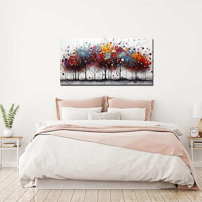 Tree Art Wall Decor for Bedroom - Abstract Wall Canvas Art for Office - Colorful Pictures Wall Art for Living Room Size 20" x 40"