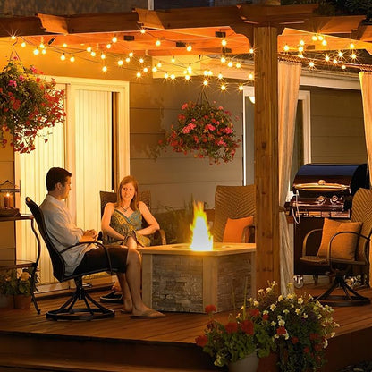 50FT Outdoor String Lights with Remote Dimmer, 25+2 Led Bulbs Connectable Dimmable Outdoor Lights, Support Timer Waterproof Shatterproof for Patio Yard Porch Deck