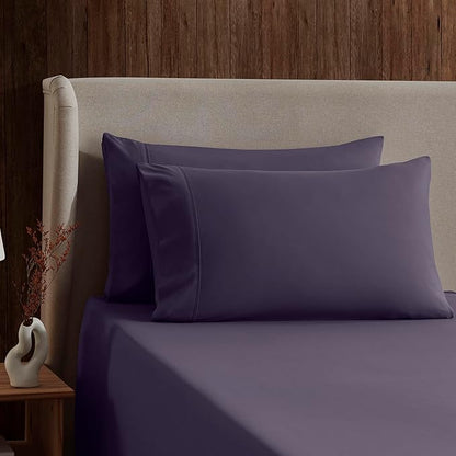 Nestl Full Sheet Set - Luxury 1800 Ultra-Soft Microfiber Full Bed Sheets - Double Brushed - Deep Pockets - Easy Fit - 4 Piece Set - Bedding Sheets & Pillowcases (Full, Purple)