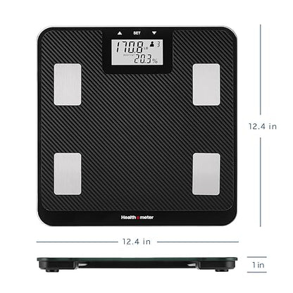 Health o meter Digital Body Composition Scale – BMI, Body Fat & Water Mass Measurement, Multi-User Tracking, 450 lb Capacity, Step-On Carbon Fiber Platform, Backlit Display, 3 AAA Batteries Included