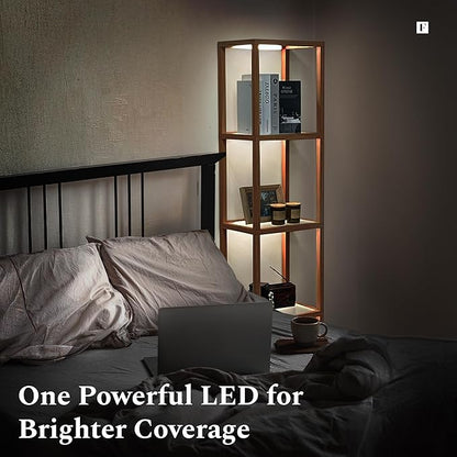 FENLO LED Display Shelf Unit – Dimmable Lighted Furniture for Bedroom, Living Room, or Office – Glass Curio Cabinet Shelf Lamp with App + Remote Control + Adjustable Lighting
