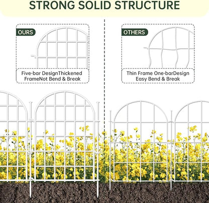 32.5ft(L) x 22in(H) Panels Garden Fence, 30 Panels Arched No Dig Fence, Decorative Animal Barrier Fencing with Ground Stake, Rustproof Metal Garden Edging Border for Dog, Outdoor Patio Decor, White