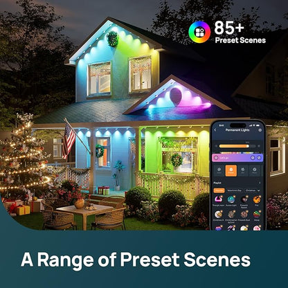 Linkind Permanent Outdoor Lights HP5,Smart AI RGBTW 100ft Christmas Lights, 85 Scenes Modes for Daily Holiday Halloween Decorations,IP67 Waterproof, Works with Alexa,Google Assistant