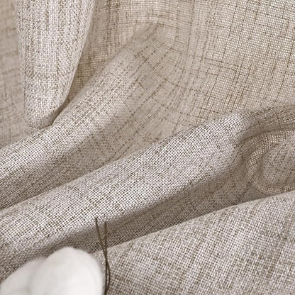 YoungsTex Natural Linen Curtains 45 Inch Length for Short Window Linen Textured Curtains with Bronze Grommet Light Filtering Drapes for Kitchen Small Window, 2 Panels, 52 X 45 Inch