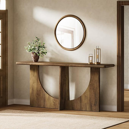Tribesigns Console Table for Entryway, 71-Inch Farmhouse Entryway Table with Sturdy Geometric Frame, Extra Long Sofa Console Behind The Couch for Living Room, Foyer, Entrance, Rustic Brown