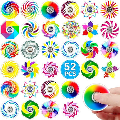 SCIONE 52 Pack Mini Fidget Spinner Toys,Mini Sensory Fidget Toys Bulk Kids with Autism,Rainbow Party Favors for Kids Birthday Party Favors,Goodie Bags Stuffers,Treasure Box Toy Classroom Prizes
