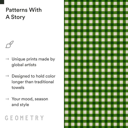 GEOMETRY Bar Towels for Kitchen Premium Towels for Cleaning Dishes & Glassware - Absorbent & Fast Drying Kitchen Towels - Merry Green, 12" x 14" - 1-Piece