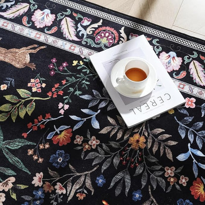 Entryway Rug 2x3 Rug Door Mat Indoor Entrance Washable Rug Small Non-Slip Low Pile Throw Rugs for Entryway, Kitchen, Front Door Indoor Entrance, Entry (Vibrant Black)
