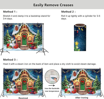 YongFoto Merry Christmas Backdrop 7x5ft North Pole Night Sky Pine Forest House Snowman Xmas Tree Photography Background 2026 New Year Winter Holiday Party Banner Photoshoot Wallpaper Photo Booth