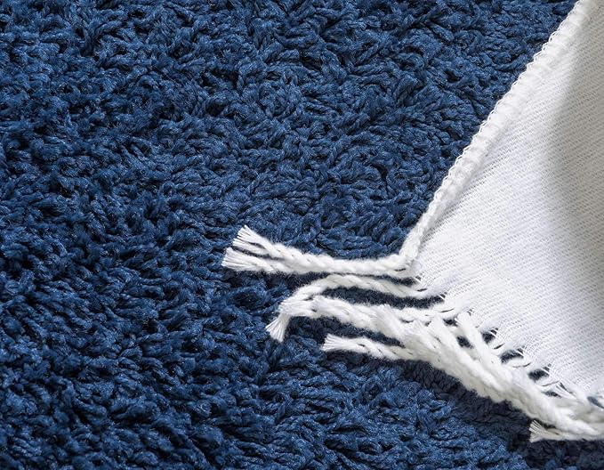 Unique Loom Solid Shag Collection Area Rug (10' x 13' Rectangle, Sapphire Blue/ Navy Blue)