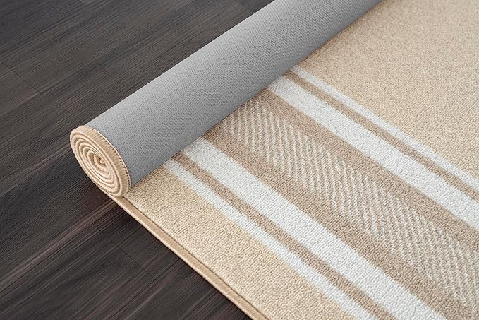 Modern Bordered Non Slip Indoor Runner Rugs for Living Room 2x3 Area Rugs for Kitchen, Rug for Bedroom, and Hallway, Stain Resistant Easy Cleaning Non Shedding Beige 2 x 3