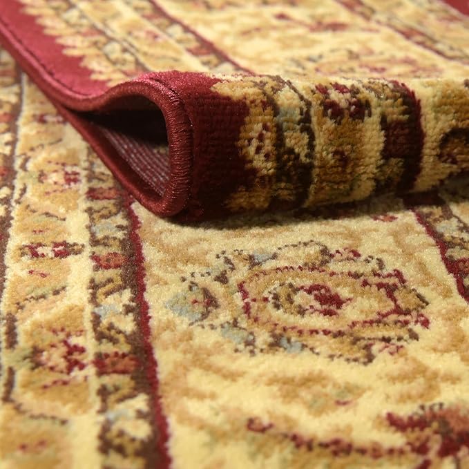 Rugs.com Aditi Collection Rug – 5' 3 Octagon Red Low Rug Perfect for Living Rooms, Kitchens, Entryways