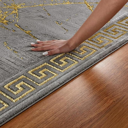 GLORY RUGS Area Rugs Marble 5X7 Grey Gold Carpet Modern Abstract Rug Living Room Dining Bedroom Rug